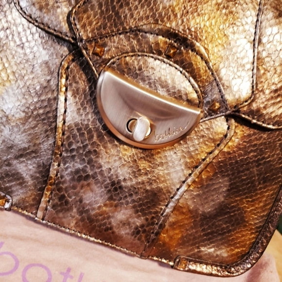 BOTKIER Met. Python Emb. LTR Matte Gold Accents Handbag-NWOT - Picture 5 of 7
